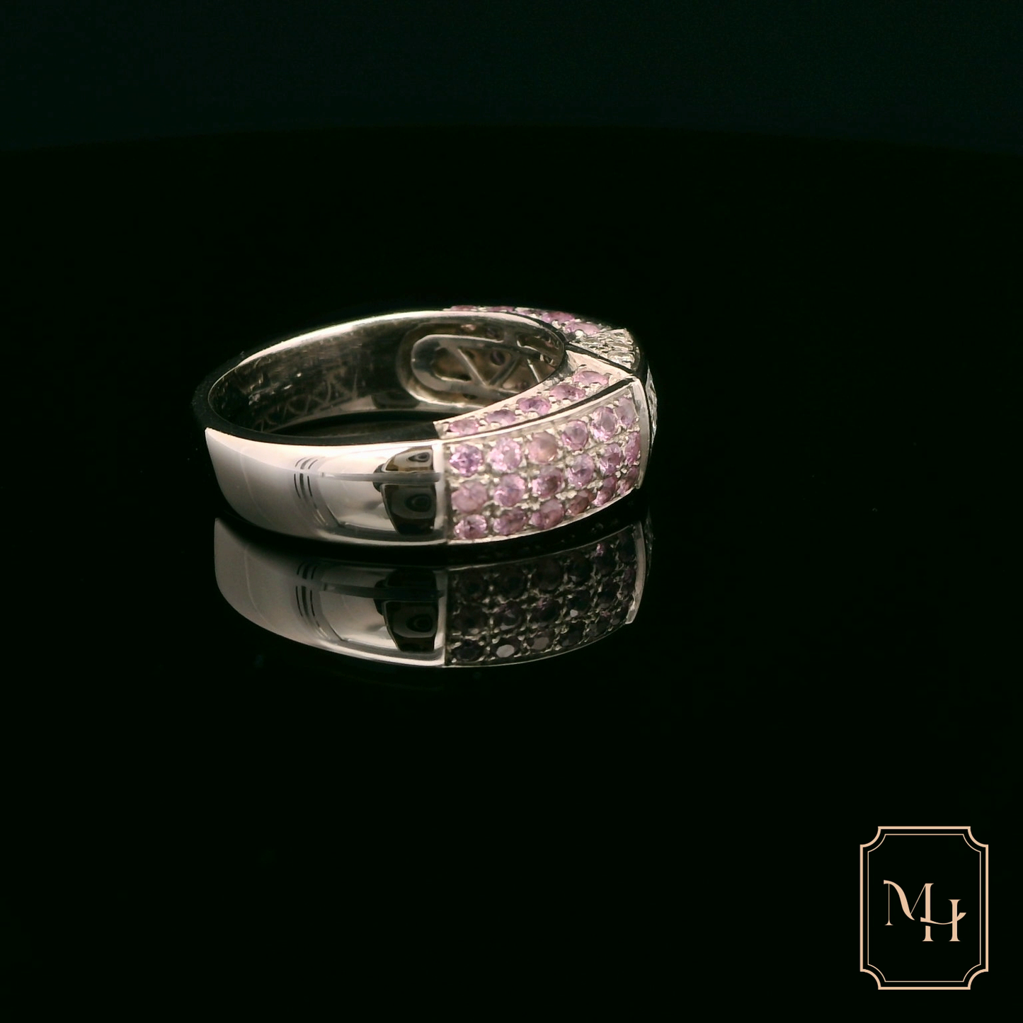 Three-Row Pink Sapphire & Diamond Ring