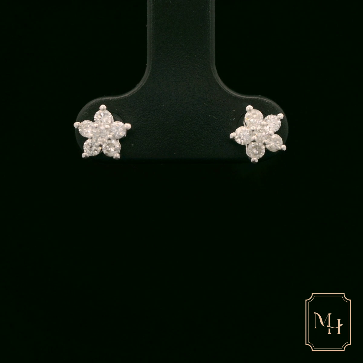 Five-Petal Floral Diamond Earrings