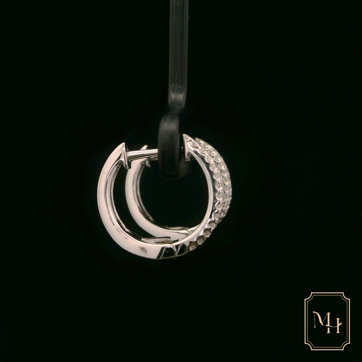 Three-Row Diamond Baguette Earrings