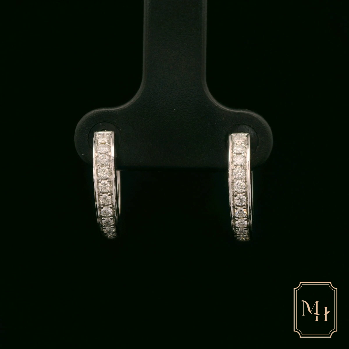 Channel Diamond Huggie Earrings