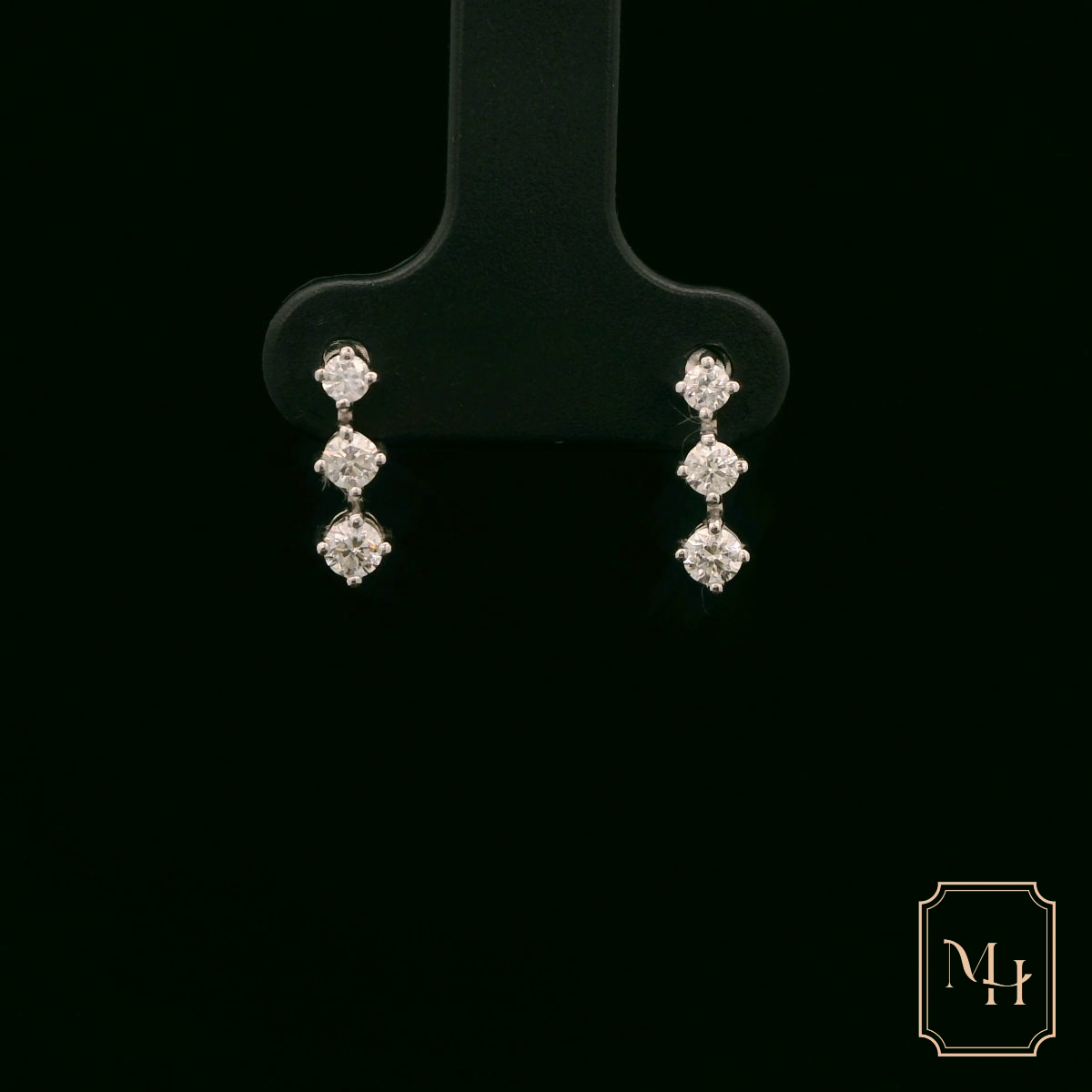 Three-Stone Diamond Drop Earrings