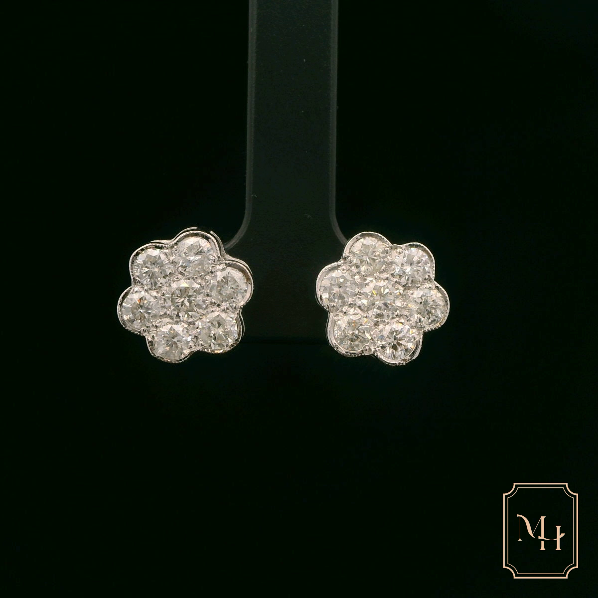 Diamond Floral Earrings