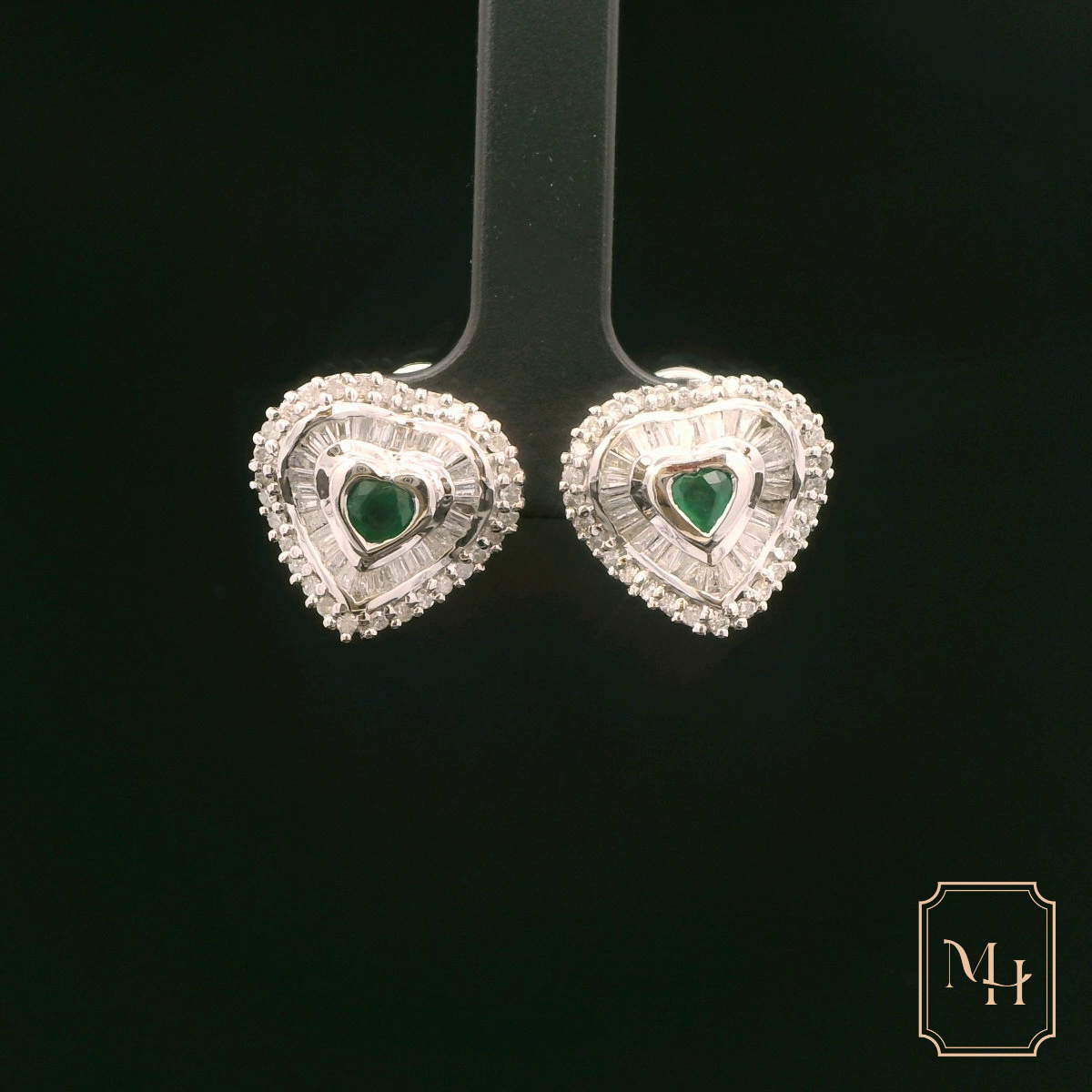 Heart-Shaped Emerald Earrings
