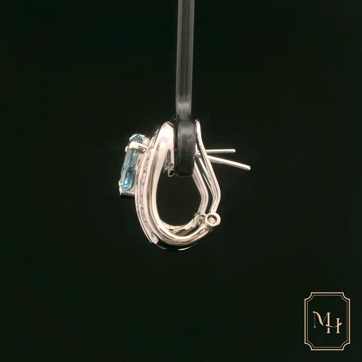 Aqua & Diamond Teardrop Earrings