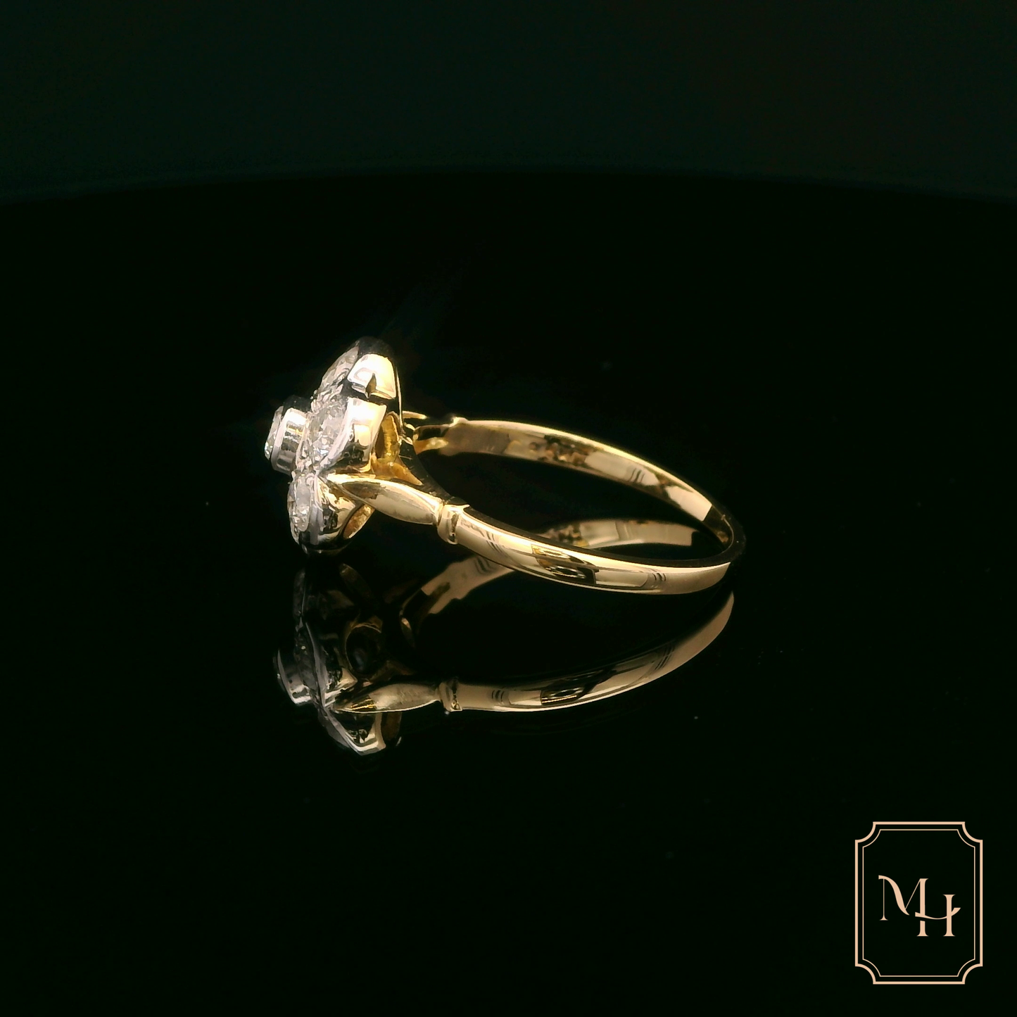 Diamond & Gold Floral Ring