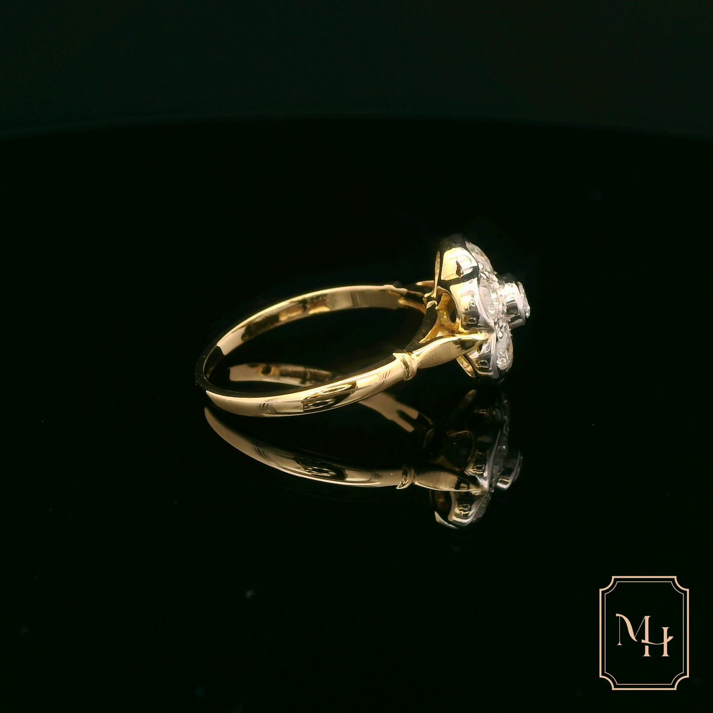 Diamond & Gold Floral Ring