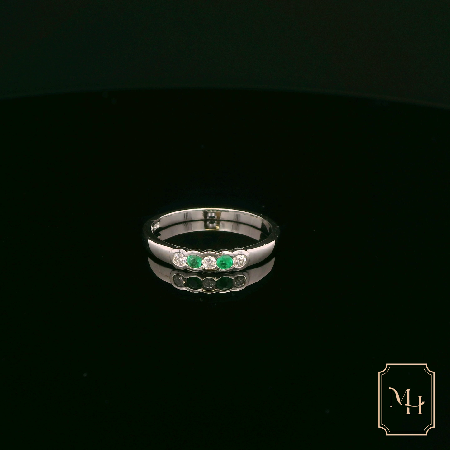 Emerald & Diamond White Gold Ring