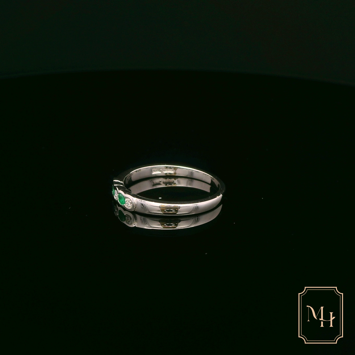 Emerald & Diamond White Gold Ring