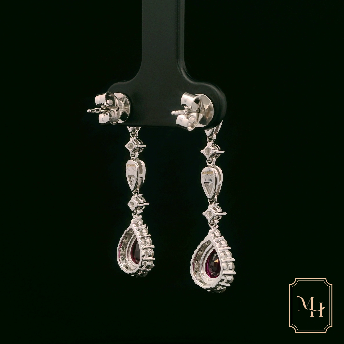 Ruby & Diamond Halo Drop Earrings