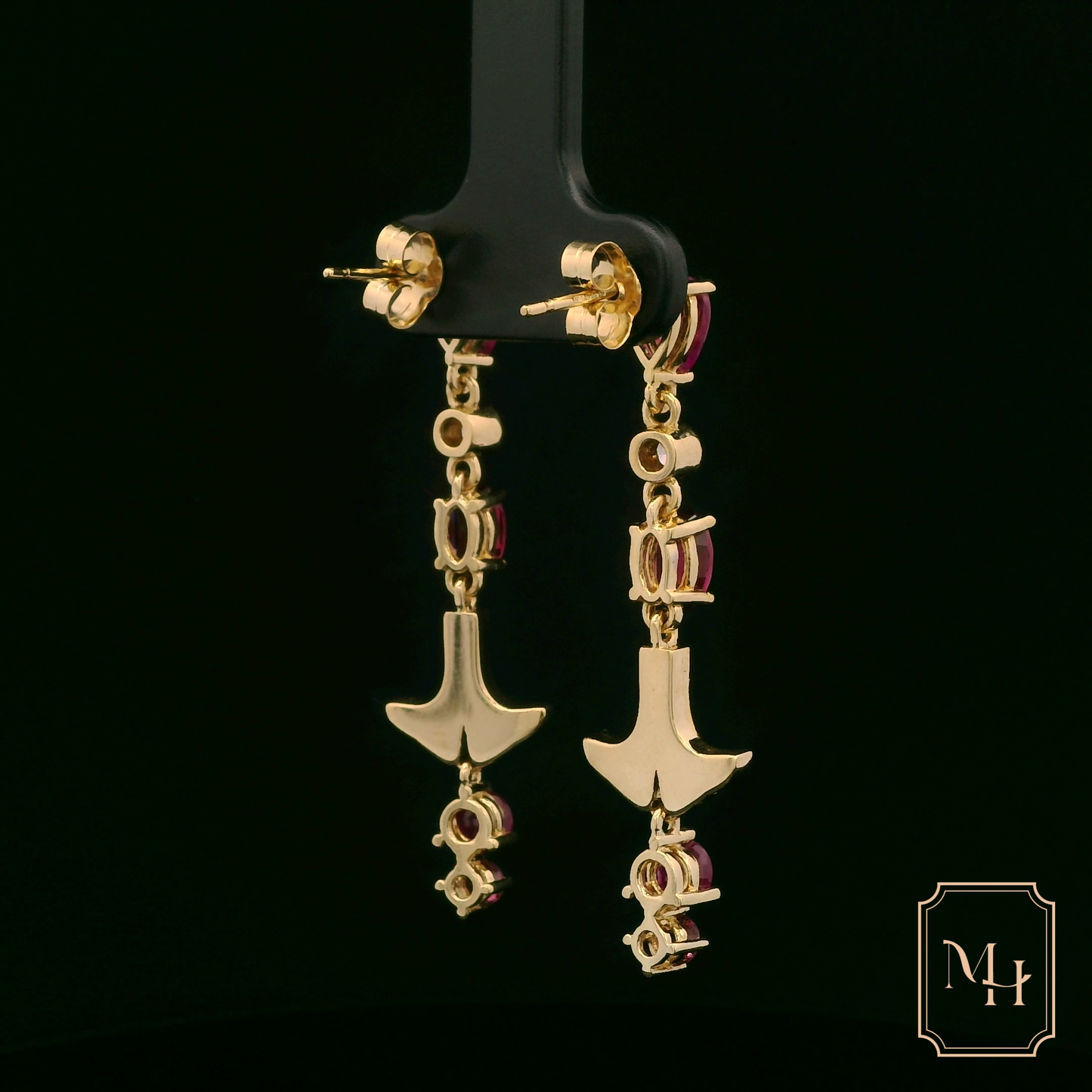 Ruby & Diamond Anchored-Drop Earrings