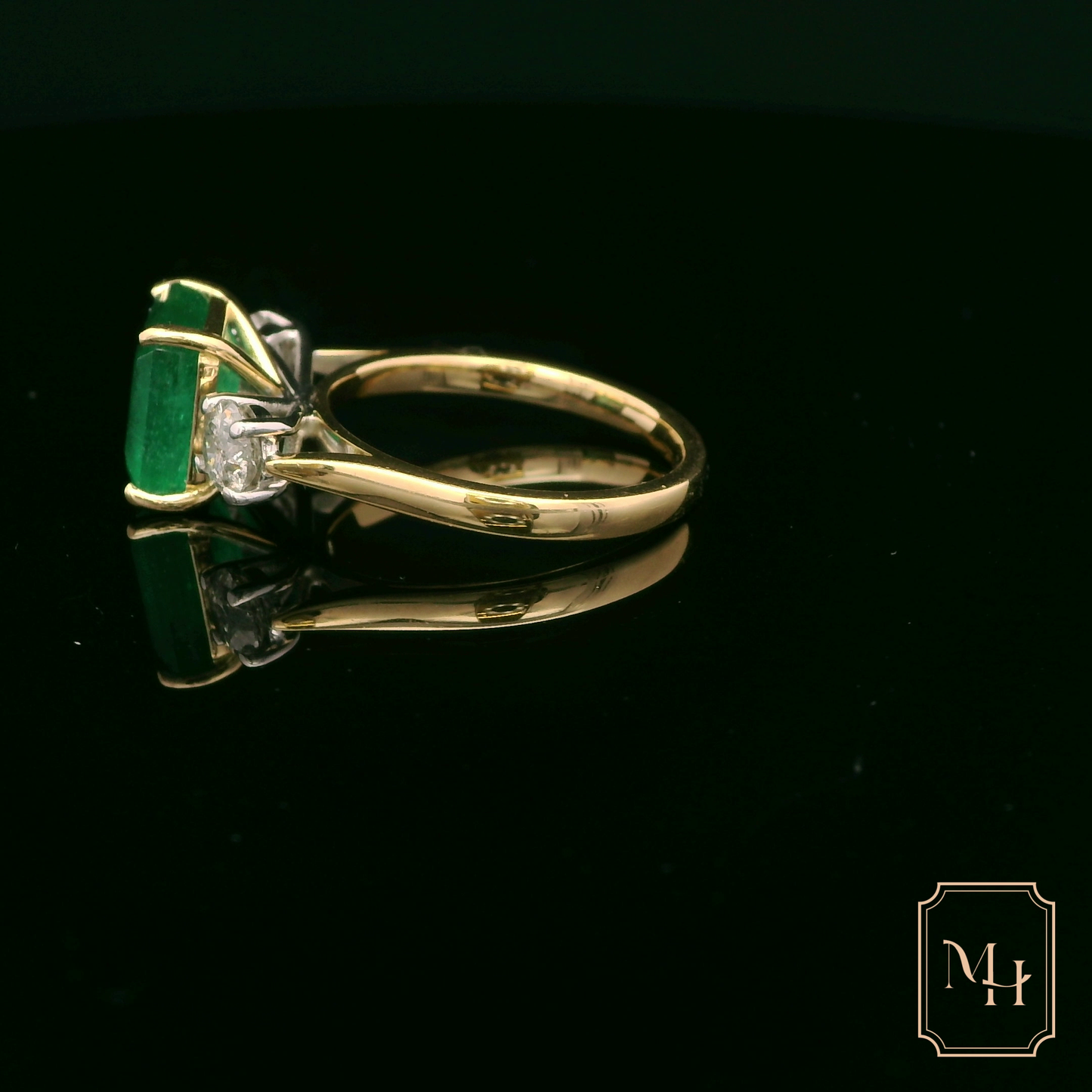 Emerald & Diamond Triad Ring