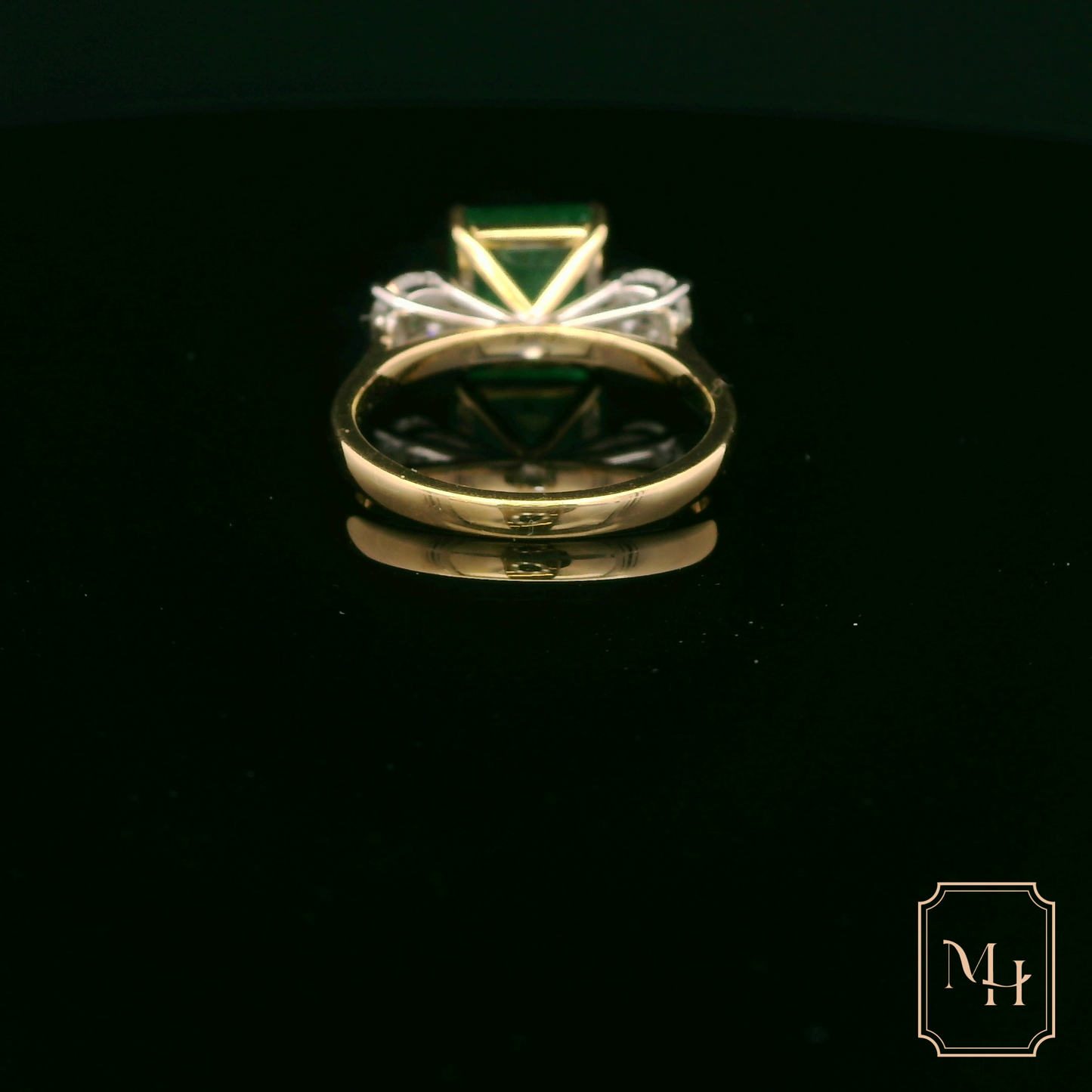 Emerald & Diamond Triad Ring