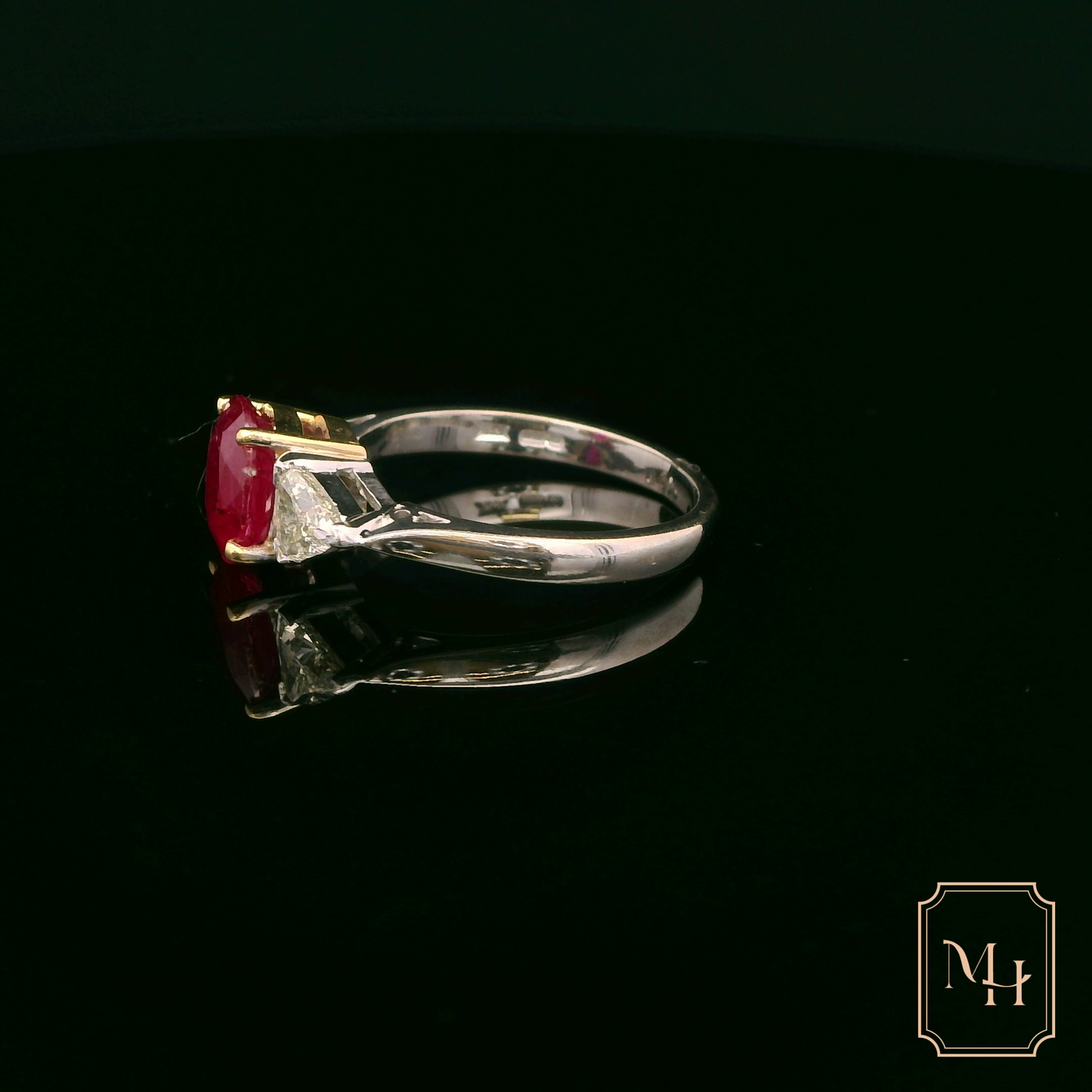 Ruby & Trilliant-Cut Diamond Ring