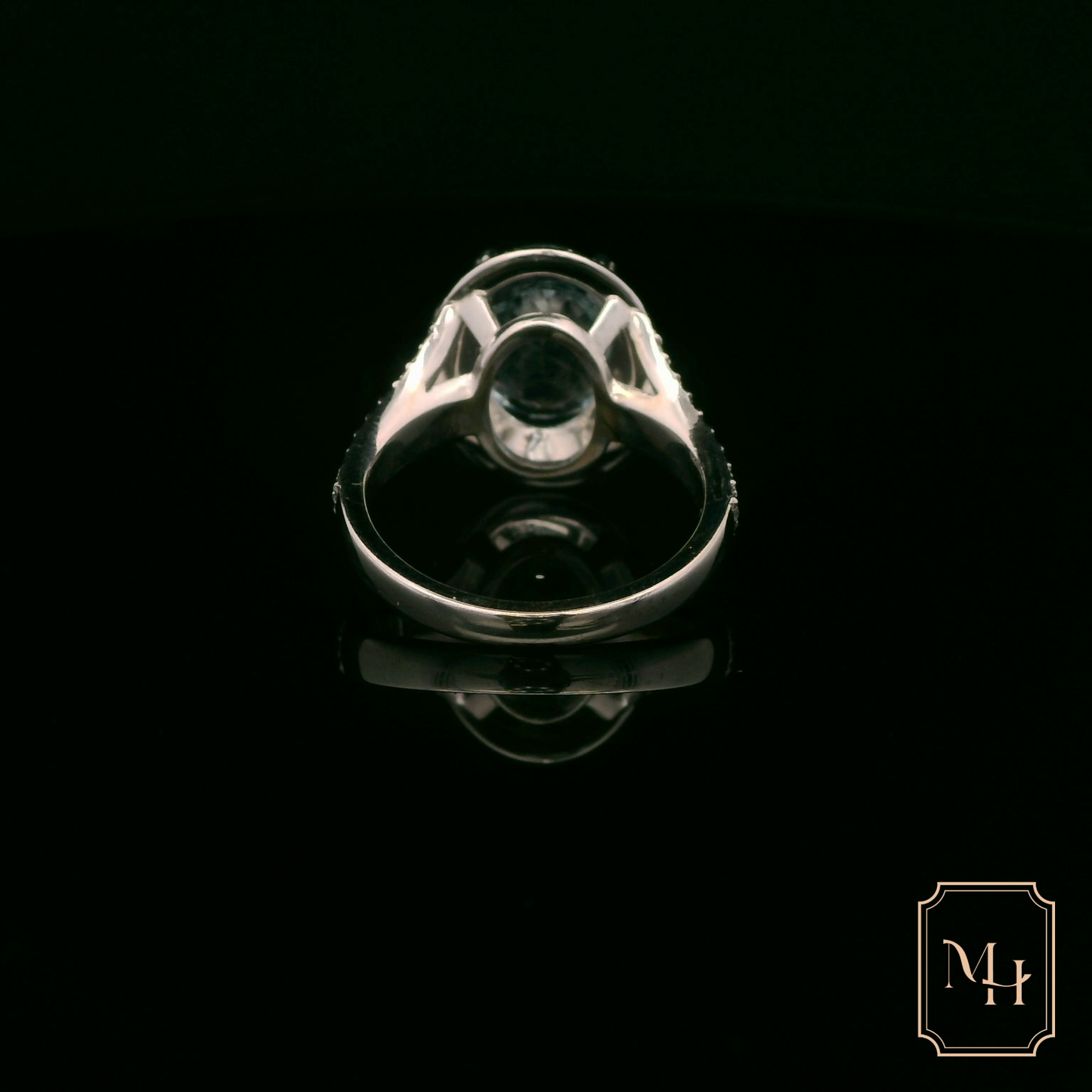 Oval-Aquamarine & Diamond Halo Ring