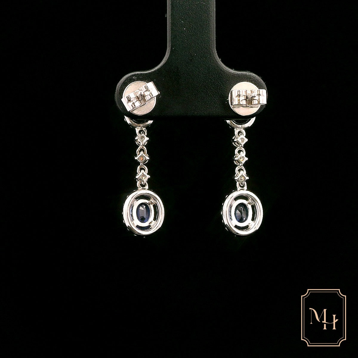 Three-Stone Diamond & Sapphire Earrings