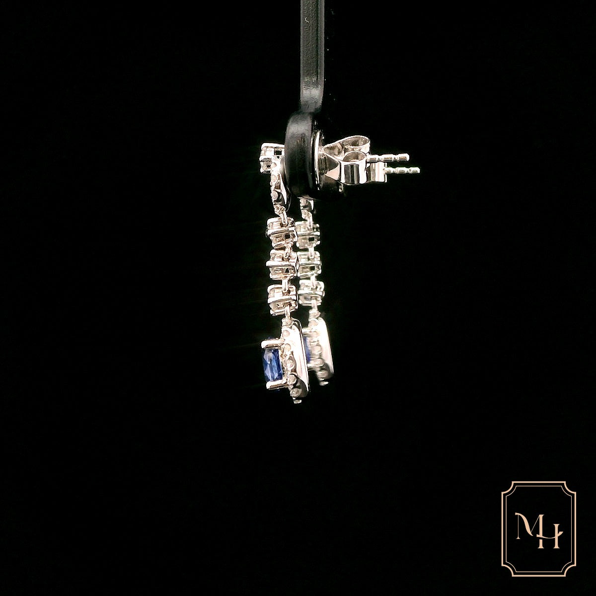 Three-Stone Diamond & Sapphire Earrings