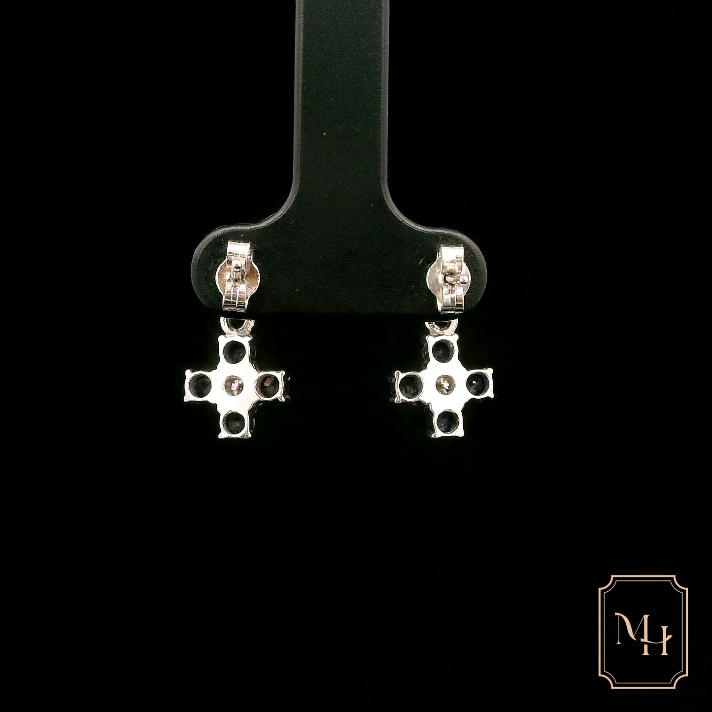 Sapphire & Diamond Cross Earrings
