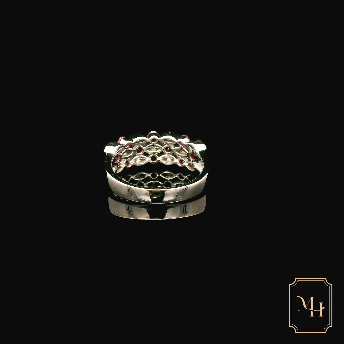 Ruby & Diamond Patterned-Band Ring