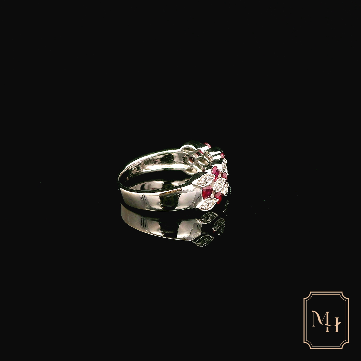 Ruby & Diamond Patterned-Band Ring