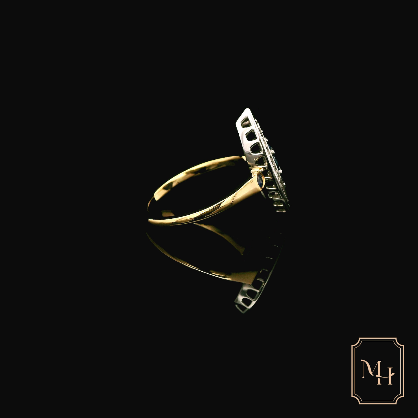 Sapphire & Diamond Marquise-Shaped Ring