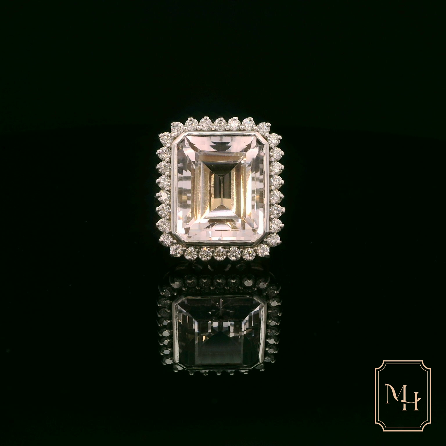 Emerald-Cut Morganite & Diamond Ring