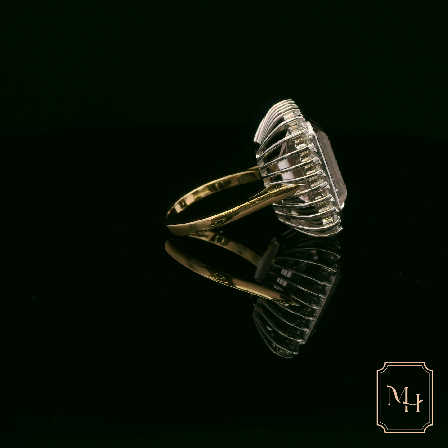 Emerald-Cut Morganite & Diamond Ring