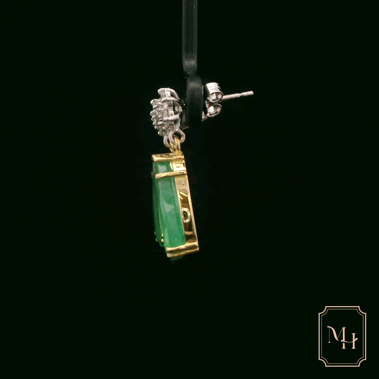 Emerald & Diamond Pear-drop Earrings