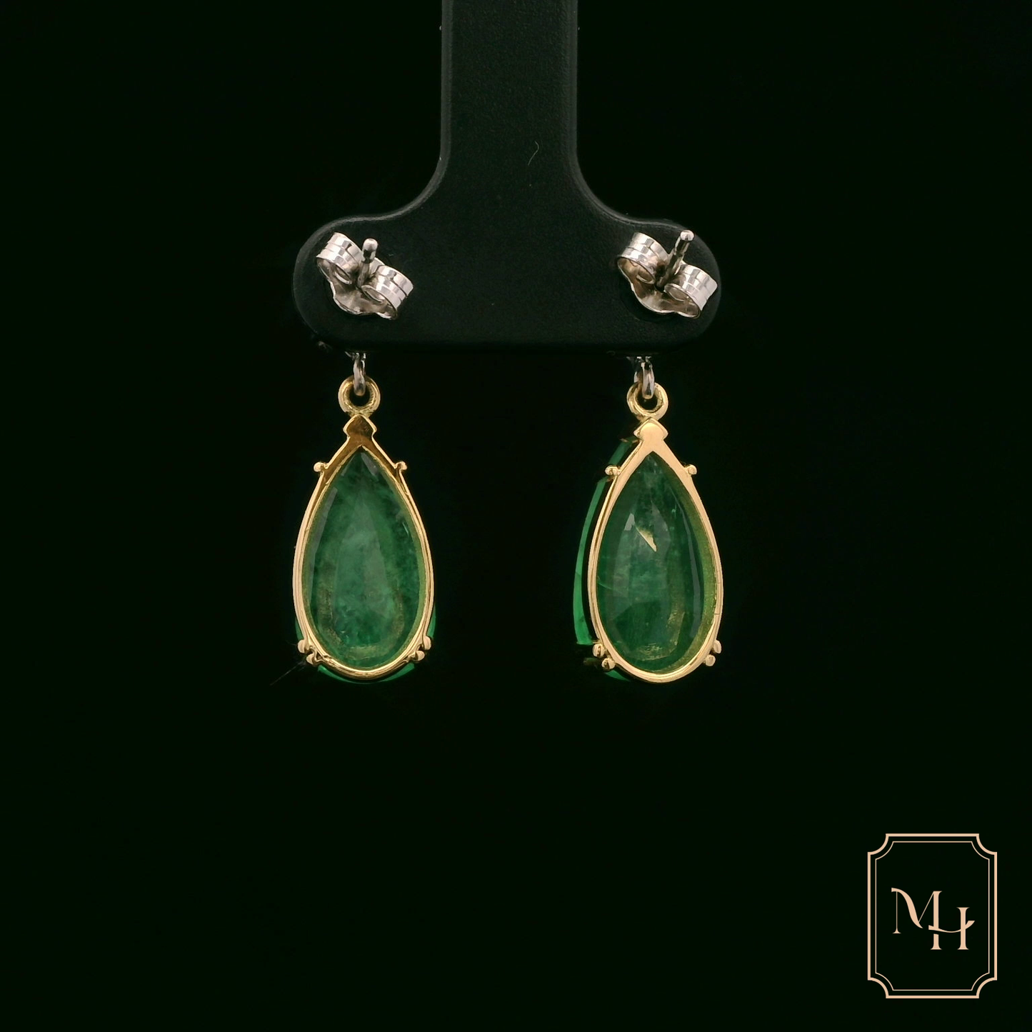 Emerald & Diamond Pear-drop Earrings