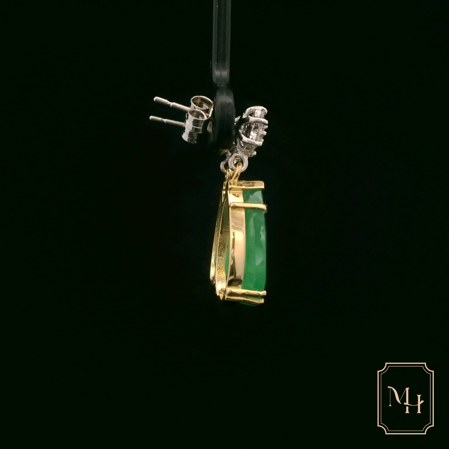 Emerald & Diamond Pear-drop Earrings