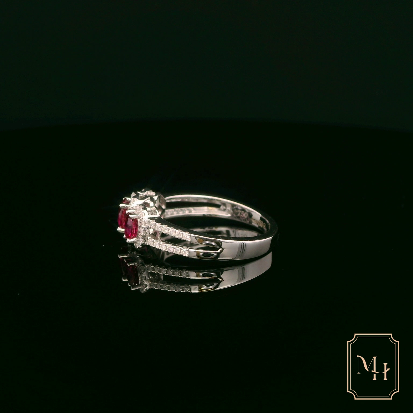 Oval-Triad Ruby Ring