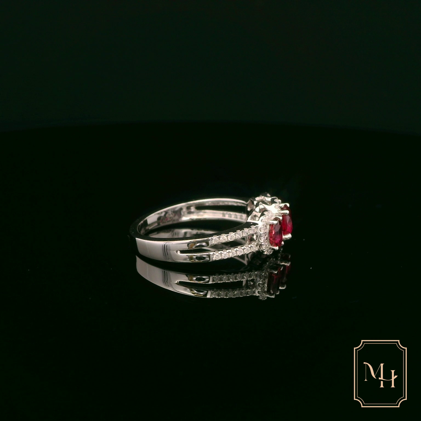 Oval-Triad Ruby Ring