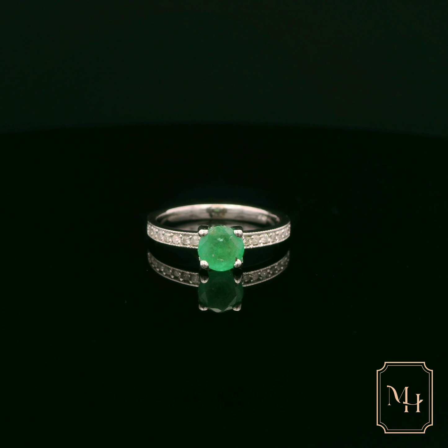 Solitaire Emerald & Diamond Ring