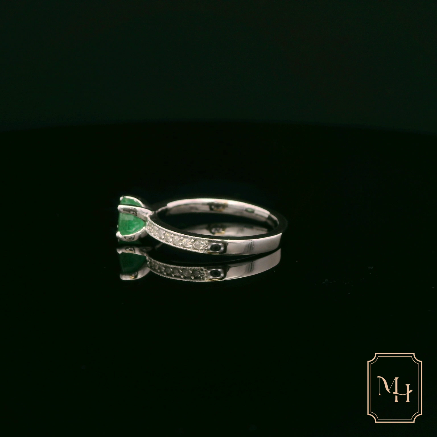 Solitaire Emerald & Diamond Ring