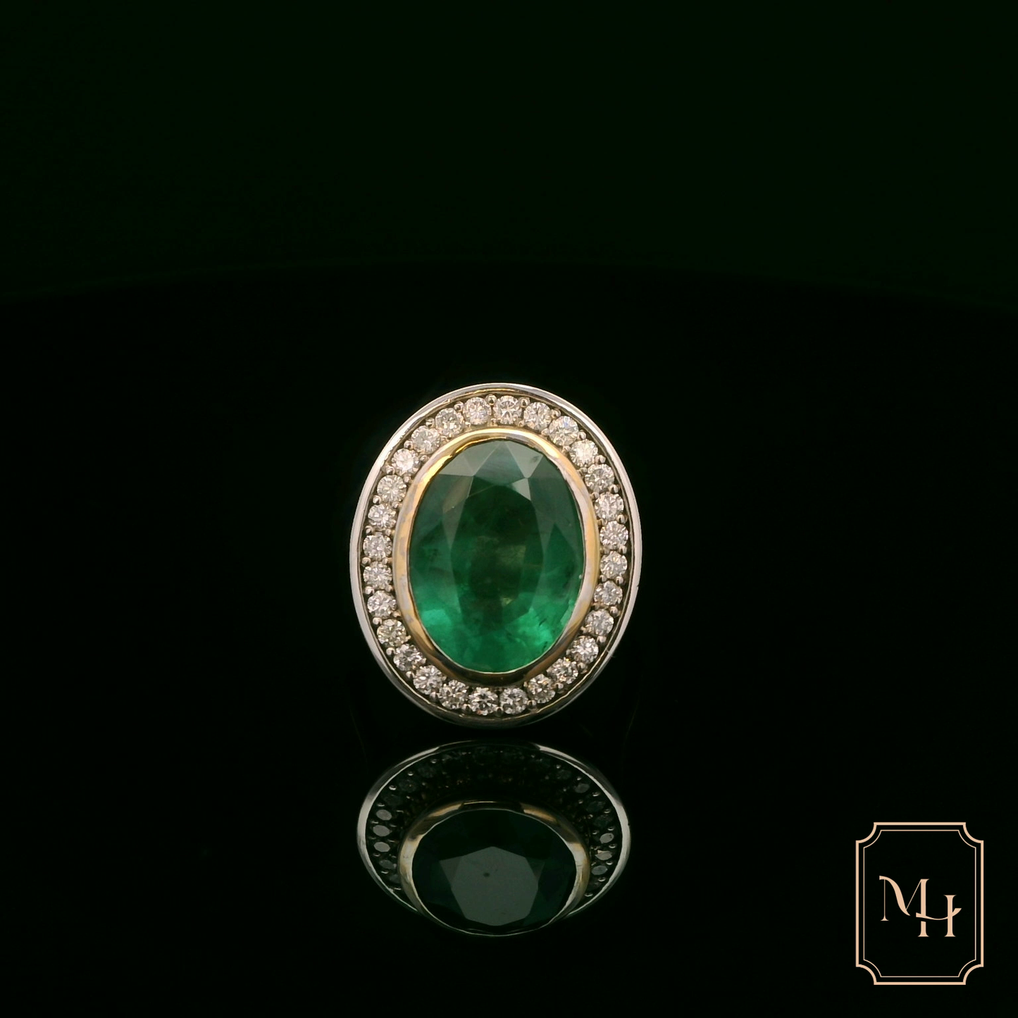Emerald & Diamond Halo Ring