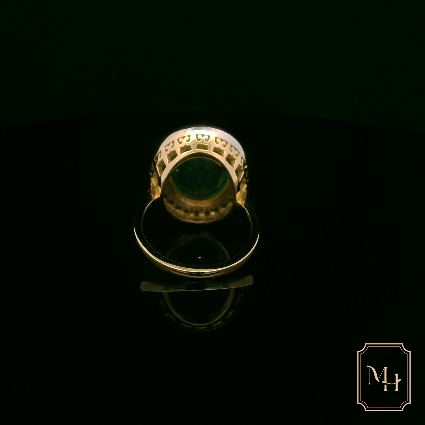 Emerald & Diamond Halo Ring