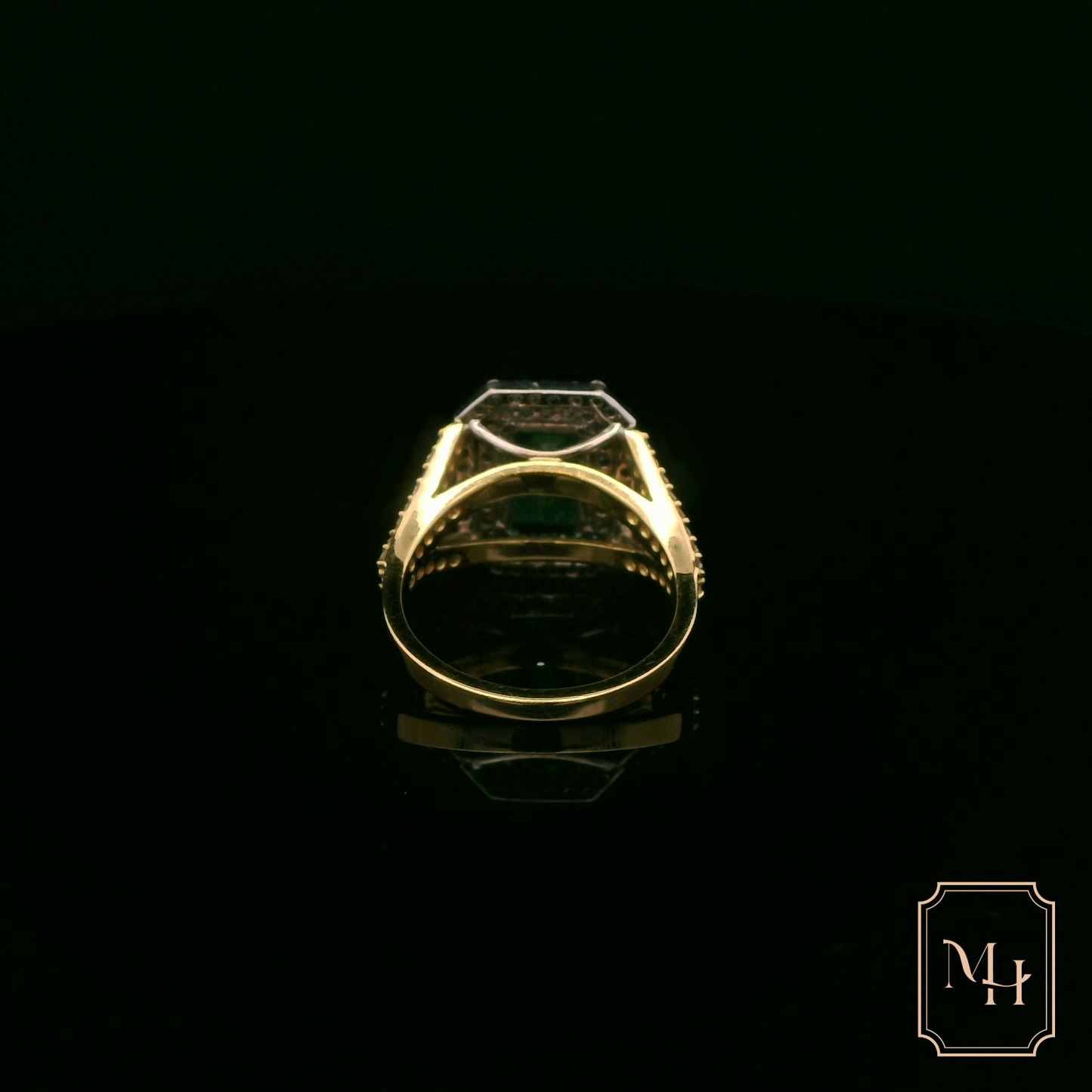 Emerald & Diamond Halo Ring
