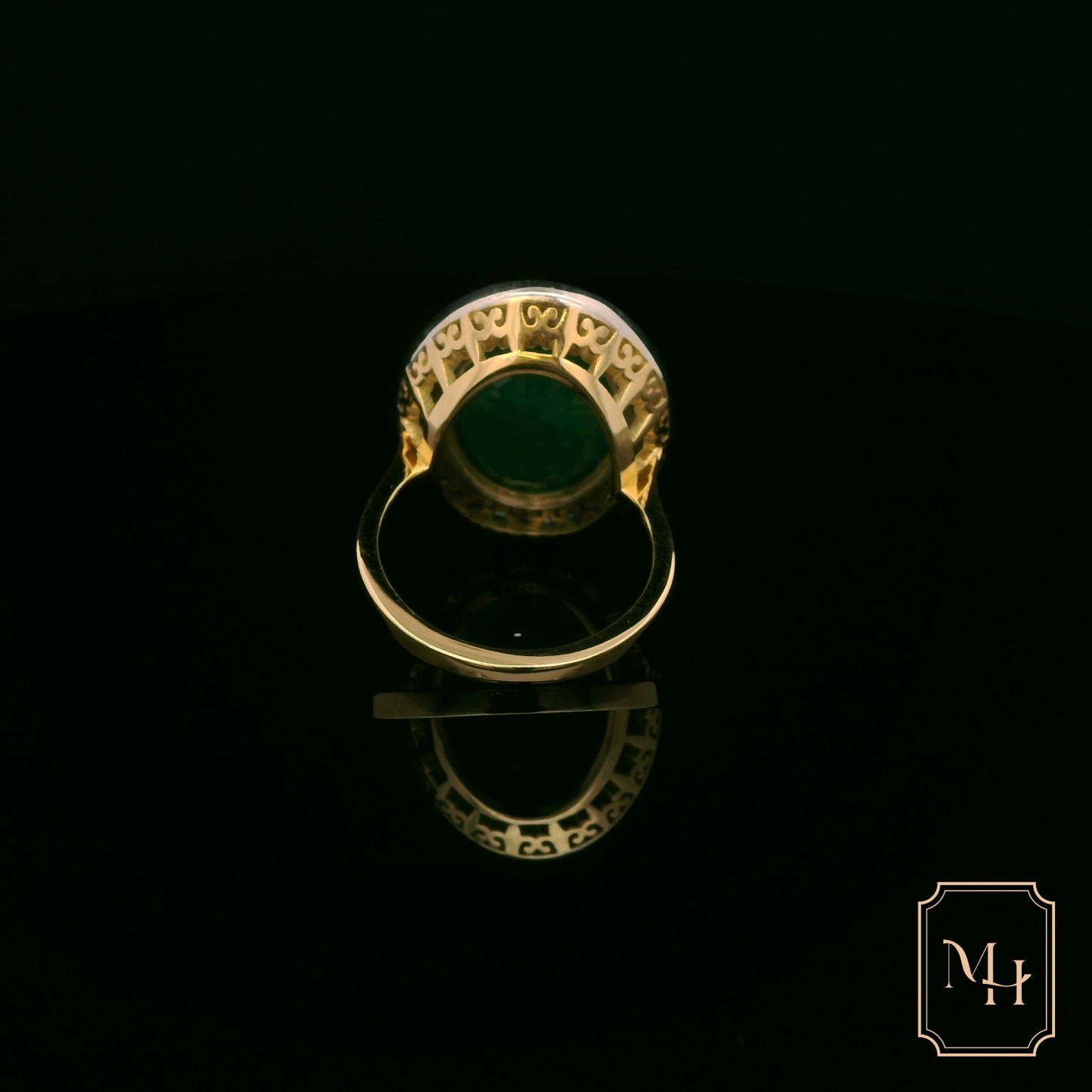 Emerald & Diamond Oval-Cluster Ring
