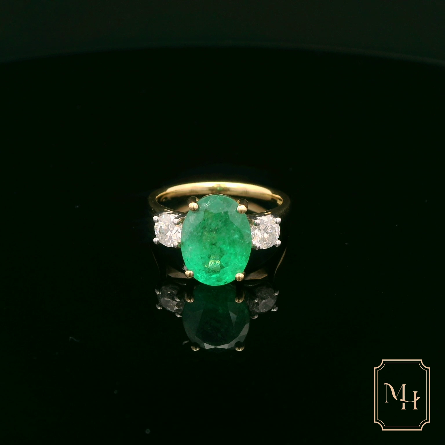 Oval-Cut Emerald & Diamond Ring