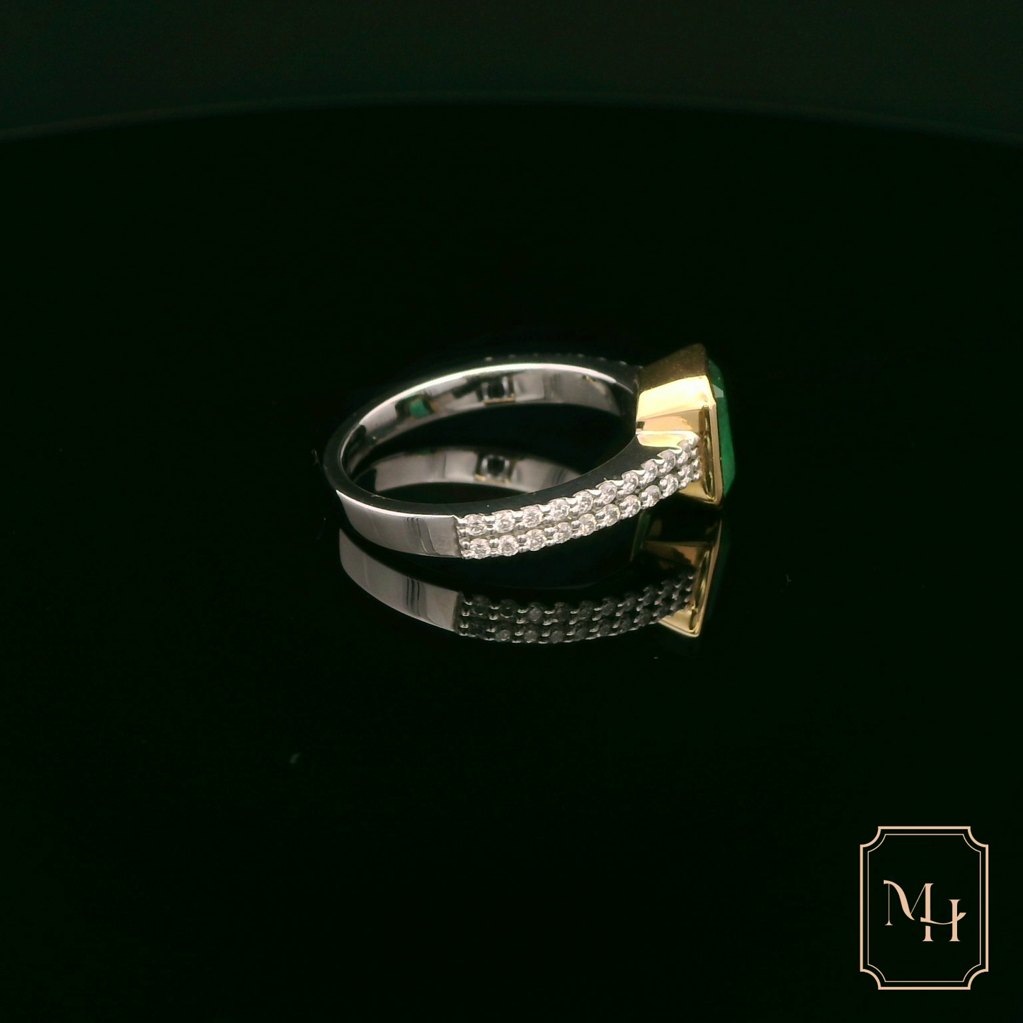 Emerald & Diamond Bridge Ring