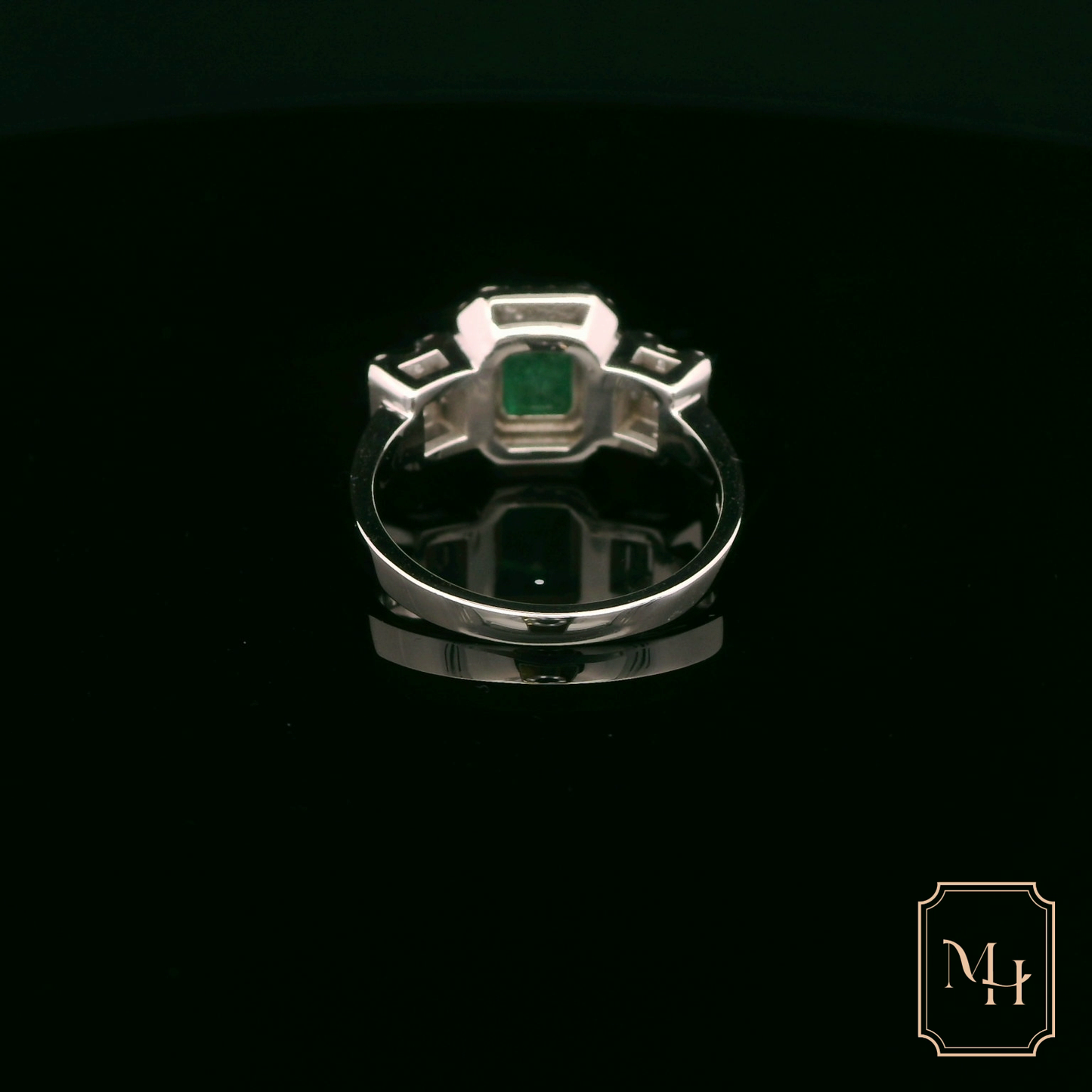 Emerald & Diamond Halo Ring