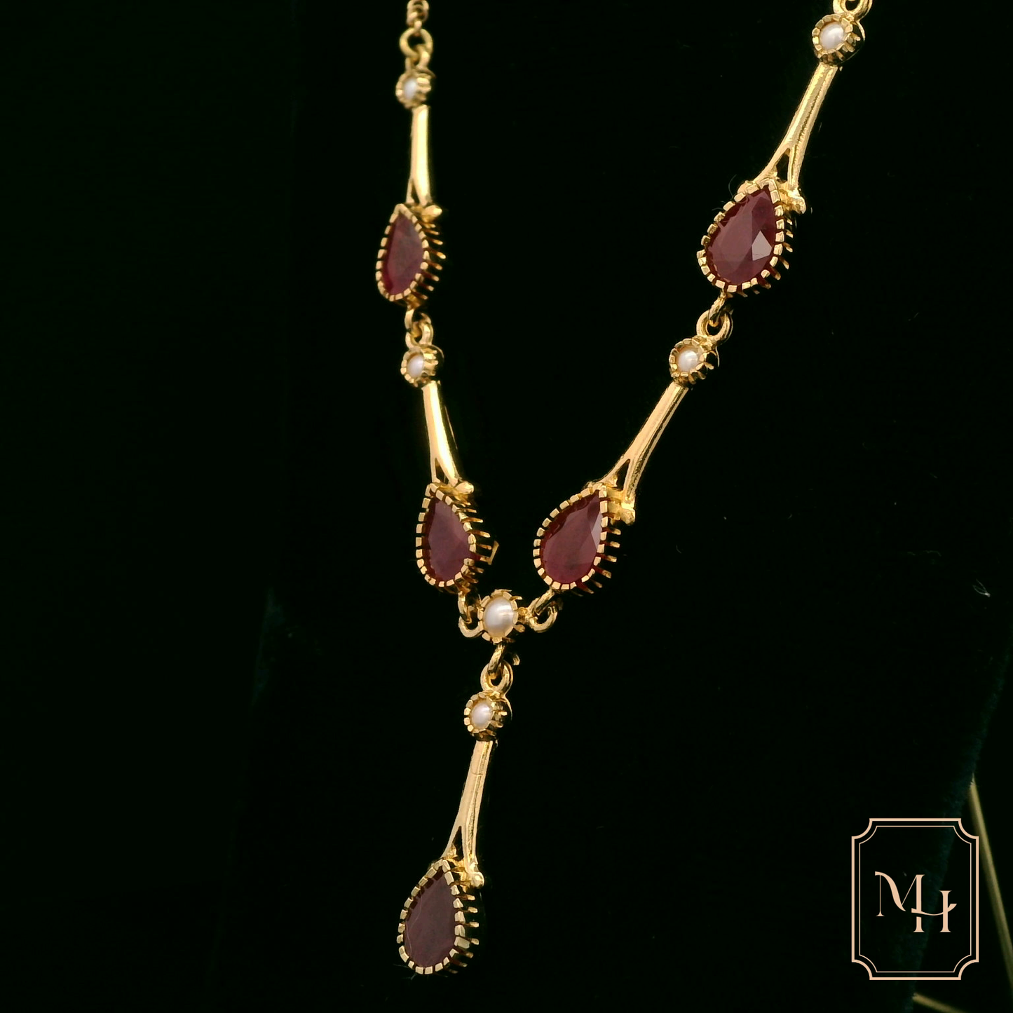 Royal Ruby & Pearl Gold Necklace