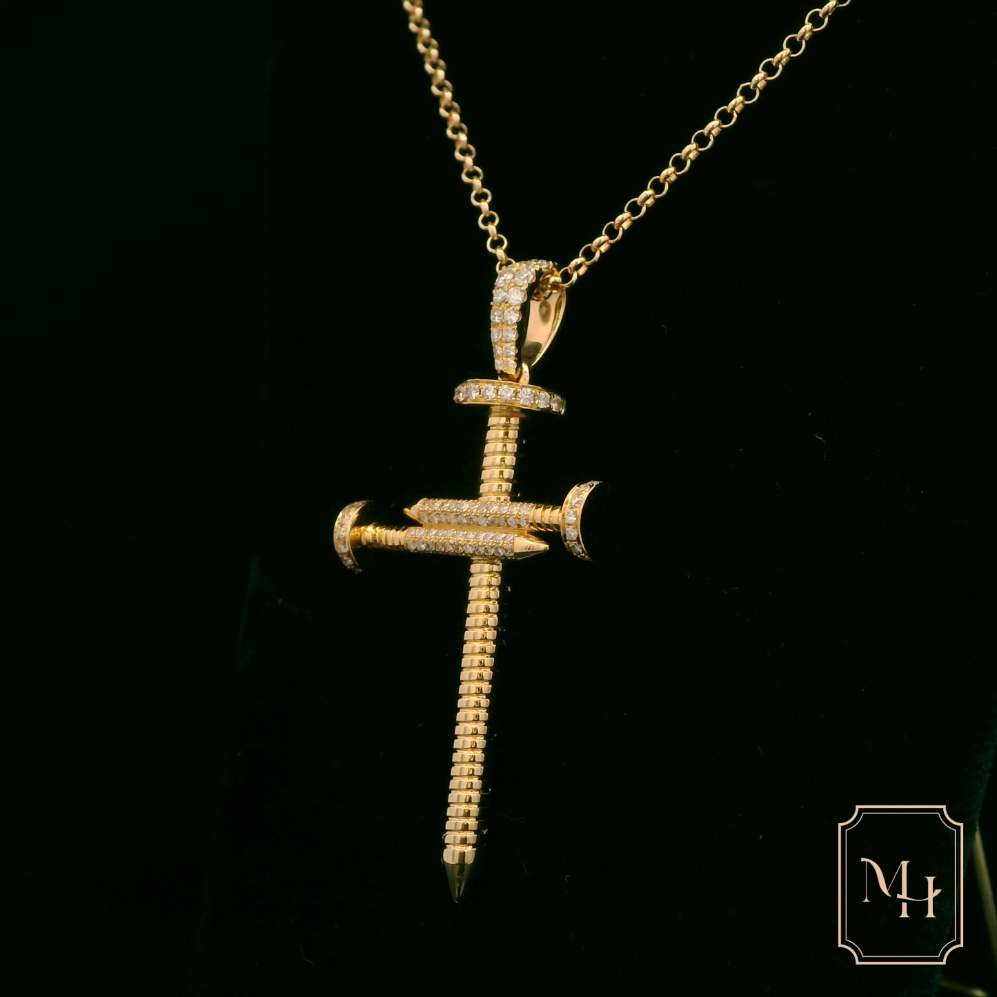 Gold Nail-Cross Pendant