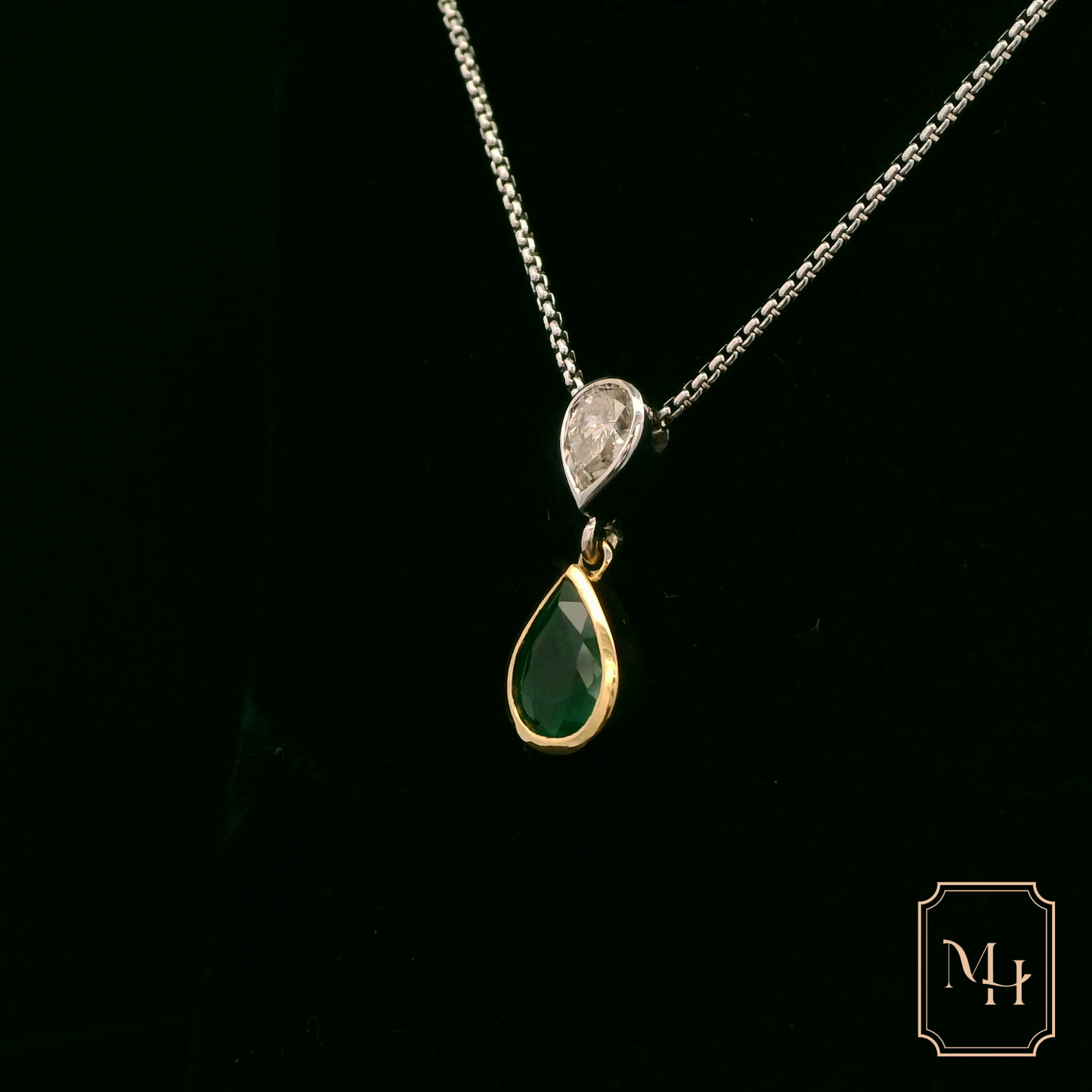 Emerald & Diamond Drop Pendant