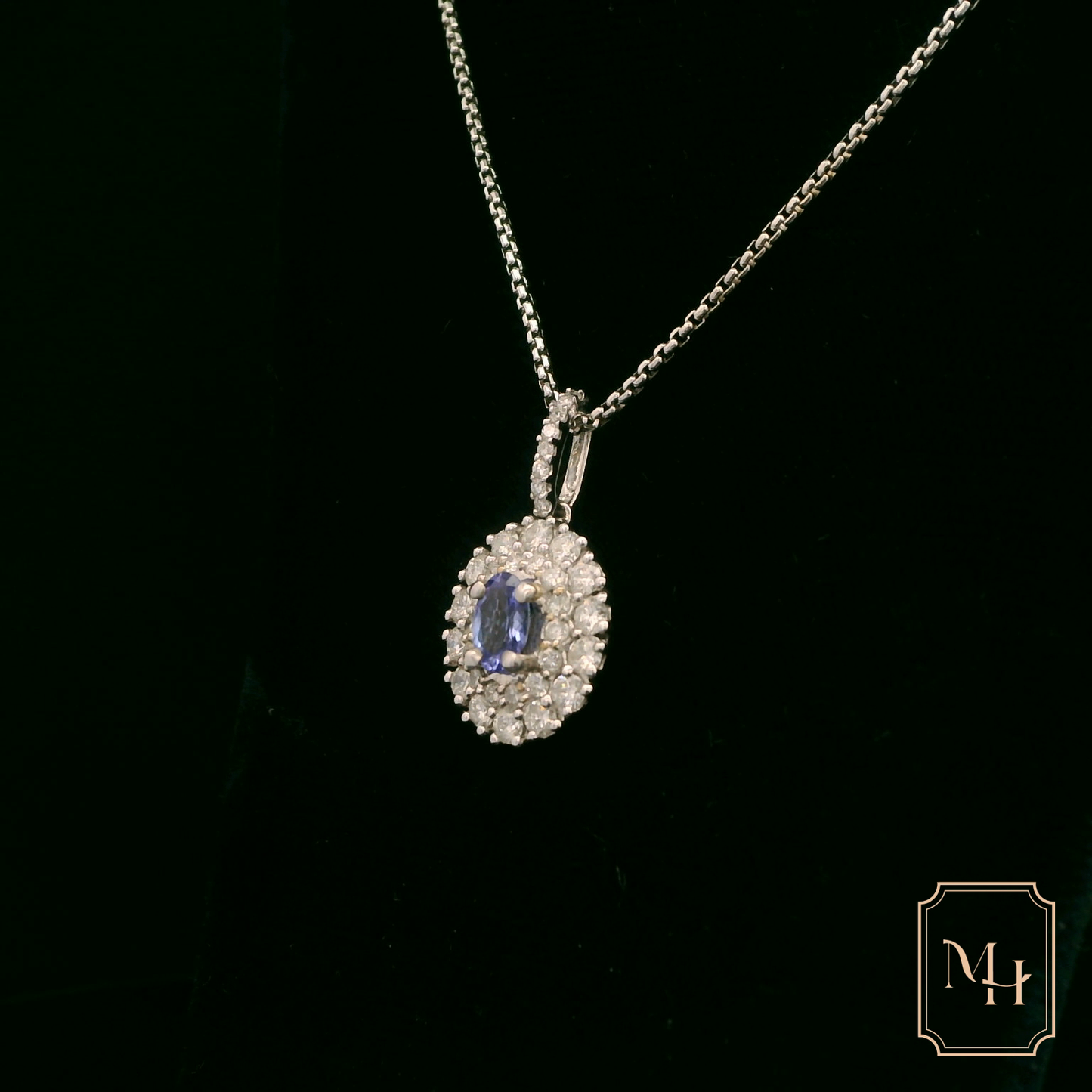 Tanzanite & Diamond Oval-Cluster Pendant