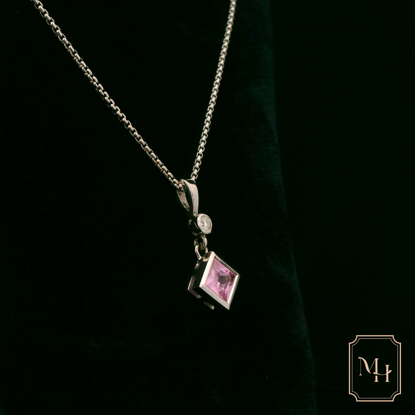 Pink Sapphire & Diamond Pendant
