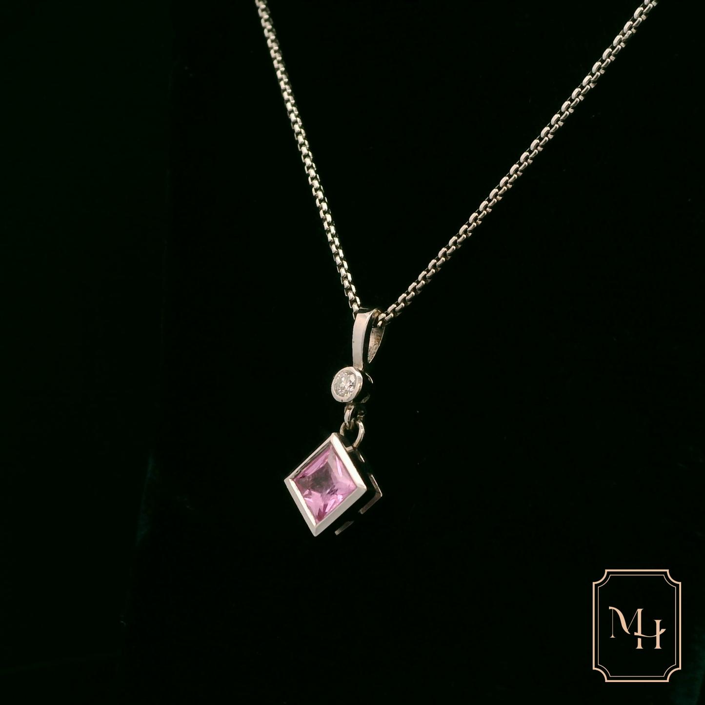 Pink Sapphire & Diamond Pendant