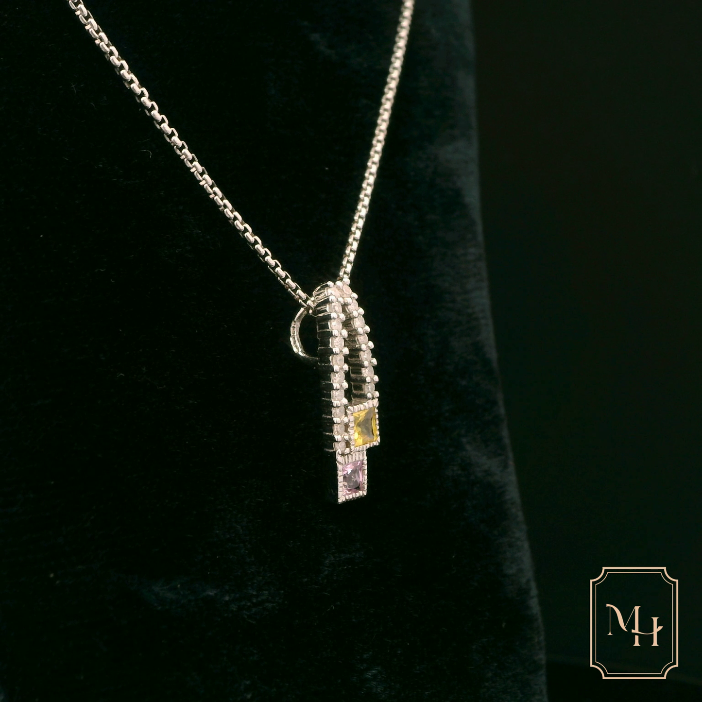 Elegant Silver Pendant with Colorful Gemstones