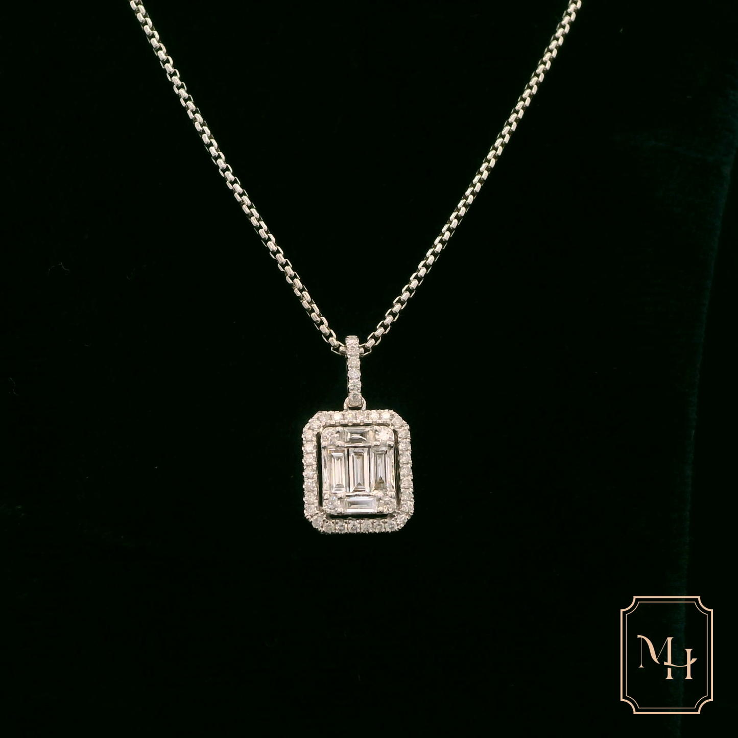 Emerald-Cut Diamond Cluster Pendant