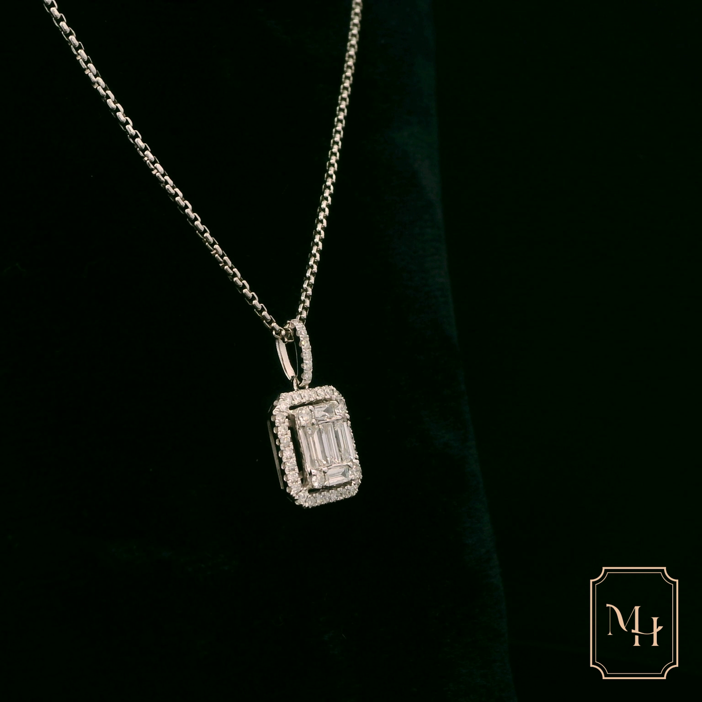 Emerald-Cut Diamond Cluster Pendant