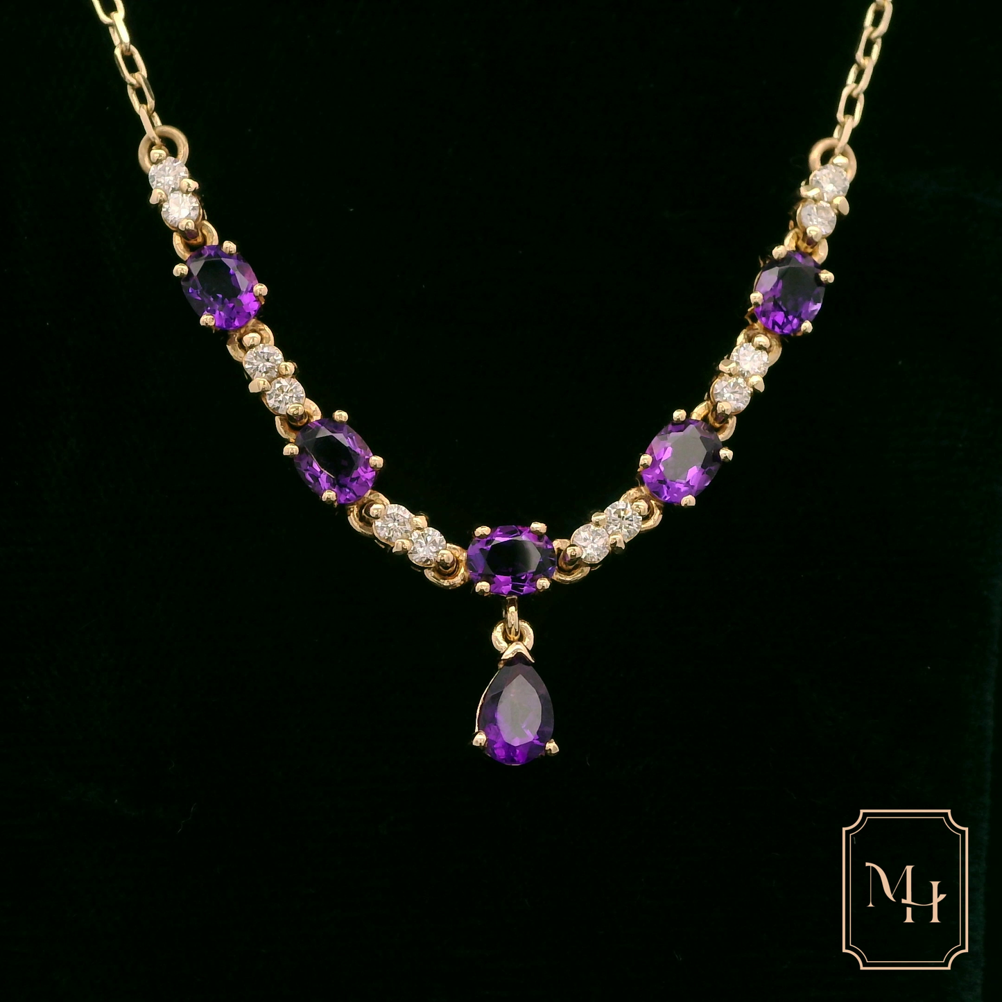 Amethyst & Diamond Collerette Necklace
